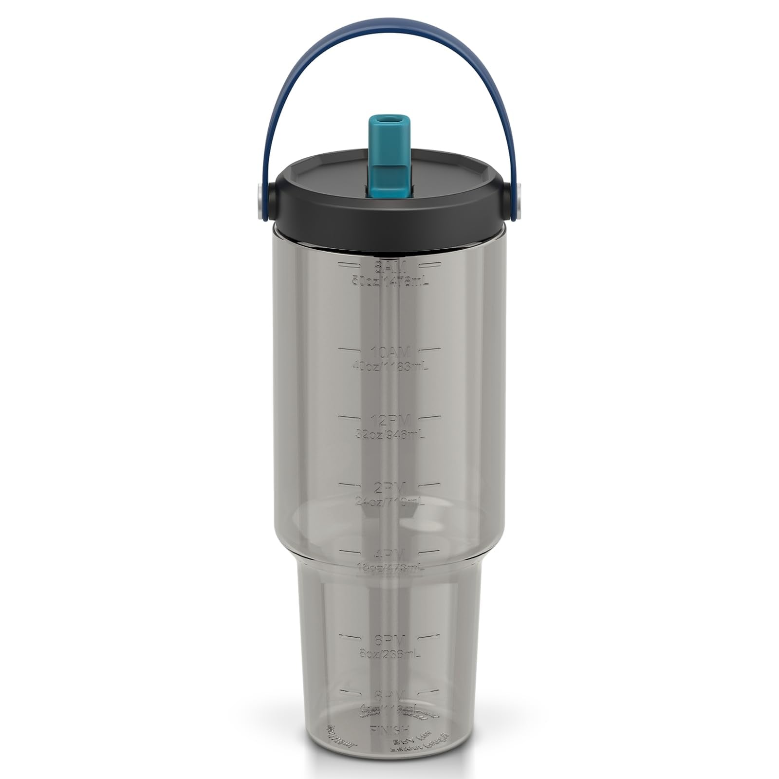 50 Oz Tritan Plastic Tumbler With Flip Straw Lid And Top Handle,- Reusable Clear Water