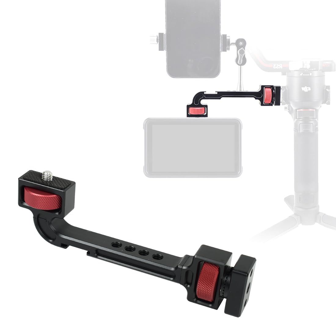 Koqinviz Gimbal Monitor Mount Phone Mount Cold Shoe Mount With 1/4-Inch Threaded Holes For Dji Ronin Rs 2 / Rsc 2/ Sc/S Zhiyun Weebill S Crane 3S Stabilizers Accessories