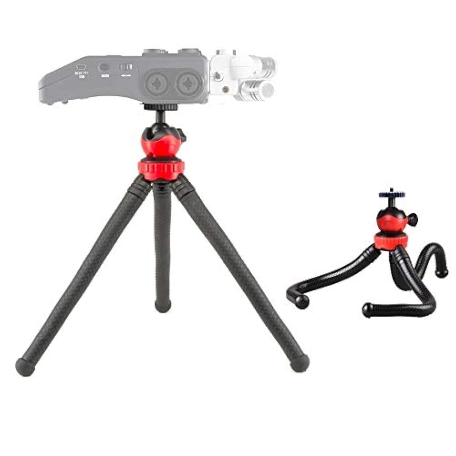 Acetaken 12'' Flexible Tripod Stand For Zoom Recorder H6 H5 H4N H2N H1N - Black+Red