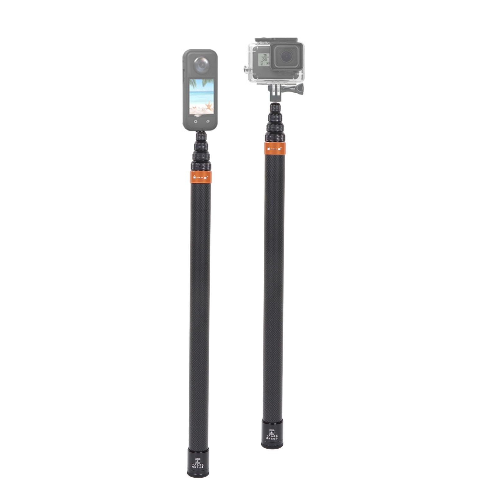Yunseity Action Camera Selfie Stick, 9.8Ft Extendable Selfie Stick, 9 Sections Aluminum Alloy Camera Selfie Stick For Insta360 X3 For One Rs For Go 2 For One X2 One R One X (Orange)