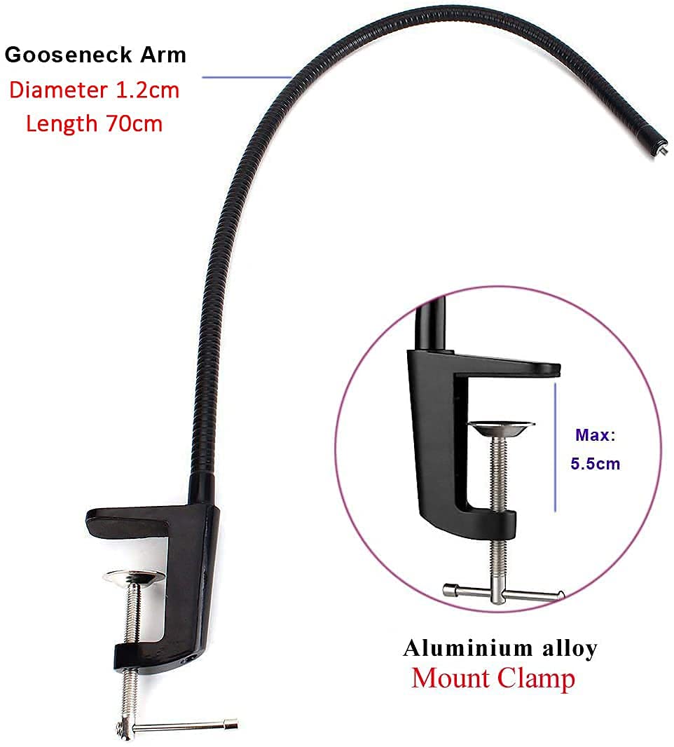 Etubby Webcam Stand Holder 27" Adjustable Gooseneck Desktop Camera Desk Clamp Mount For Logitech Webcam C925X, C922, C930E, C930, C920, C615, Etc. (1/4" Threaded)