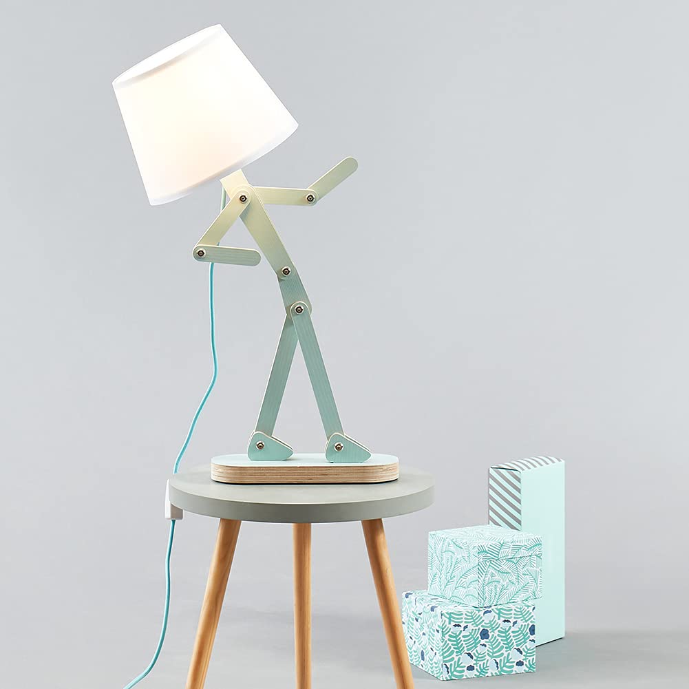 Hroome Cool Kids Desk Lamp Swing Arm Wood Adjustable Aqua Blue Fun Table Lamp Bedside Light For Reading//Girls/Boys/Bedrooms/Living Room/Office - Pea Green, Bulb Included