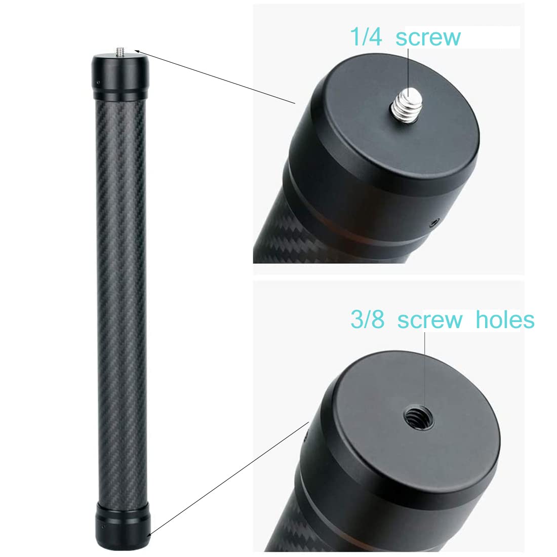 Angelreally 36Cm/14.17 Inch Extension Pole Carbon Fiber Bar With 1/4"" Screw Compatible With Dji Ronin S, Ronin Sc, Osmo Mobile 3, Om 4, Zhiyun Crane 2 V2 Stabilizer Dslr Camera