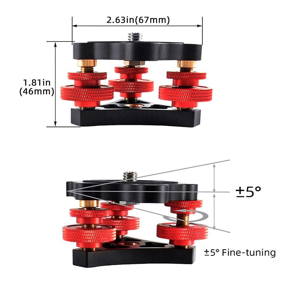 Wysxebwz Tripod Leveling Head Camera Tripod Leveler Base With +/-5 Degree Precision Adjustment Tripod Head For Panoramic Head Ball Head Camera Video Head