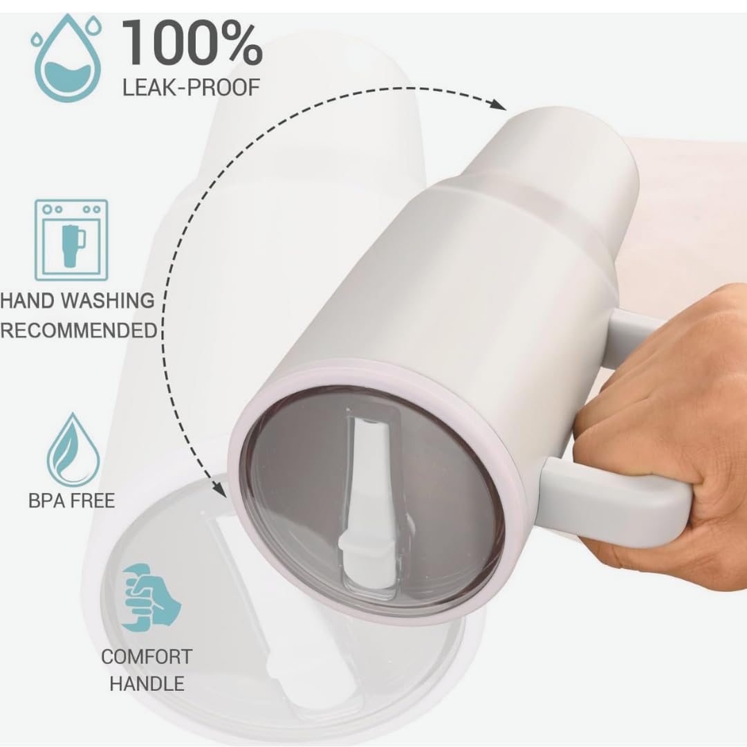 Traveler, 40 Oz Water Bottle With Handle & Flip Straw 100% Leak Proof Reusable Insulated Tumbler