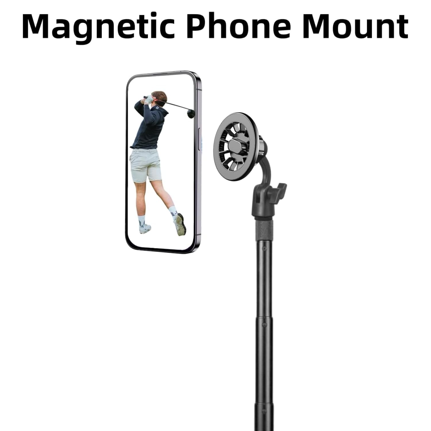 Yki Golf Monopod Selfie Stick With Ground Spike Stake, Golf Selfie Stick Swing Analyzer Holder, Magnetic Golf Phone Holder For Recording Golf Swing, Portable Mag Safe Golf Phone Stand
