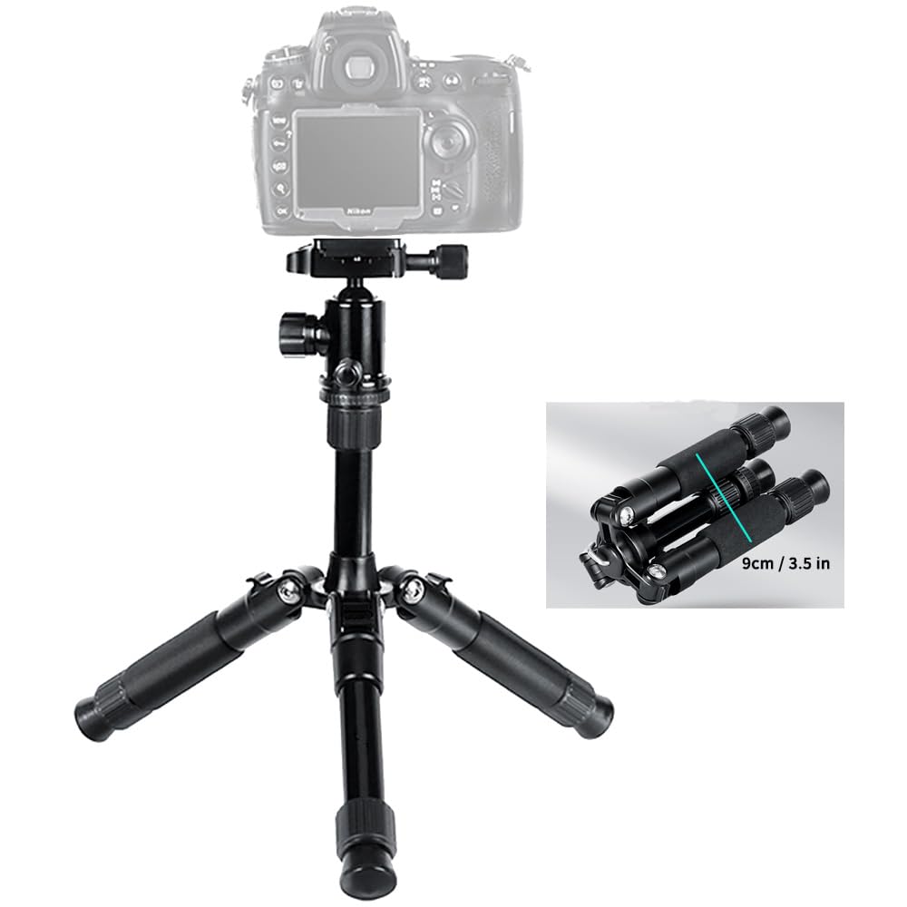 Jafuqaw Portable Mini Desk Tripod With 360 Ball Head - Compact For Dslr Camera, Video Camcorder, Smartphone Shooting