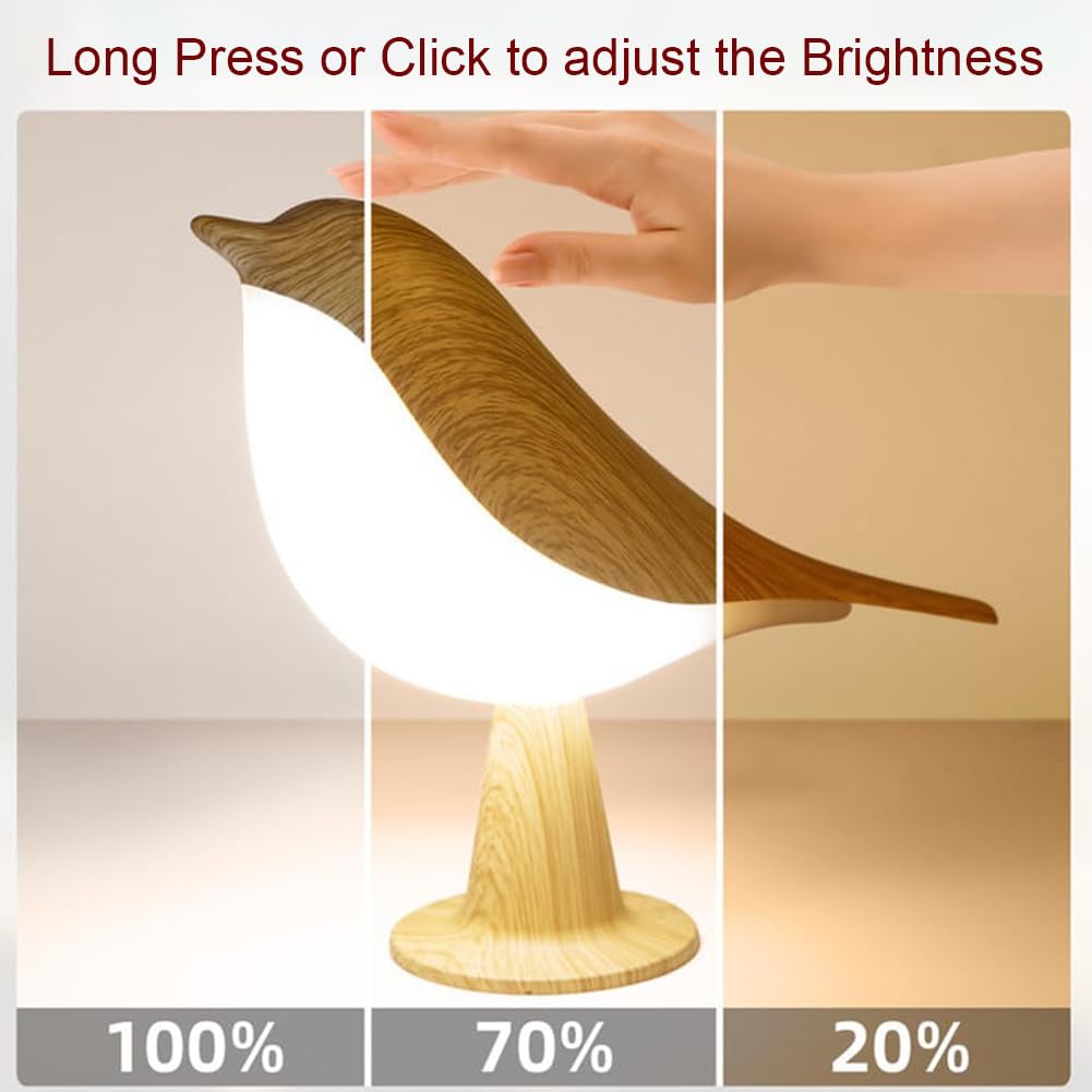 Dlagomlife Protable Hummingbird Cordless Table Lamp Touch Night Light With 3 Dimmer Level Brightness Nightstand Lamps