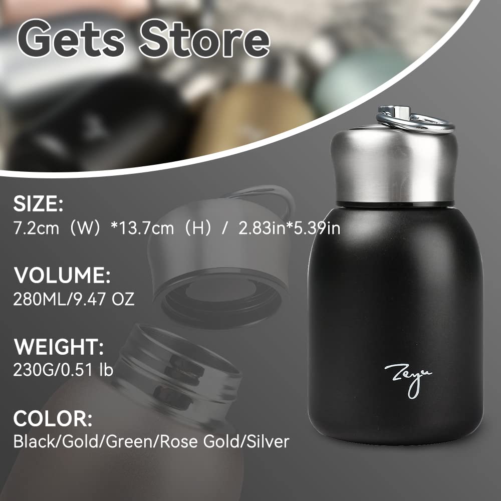 Gets Mini 9 Oz Stainless Steel Water Bottle, 280Ml Vacuum Insulated Water Bottle Leak Proof Sport
