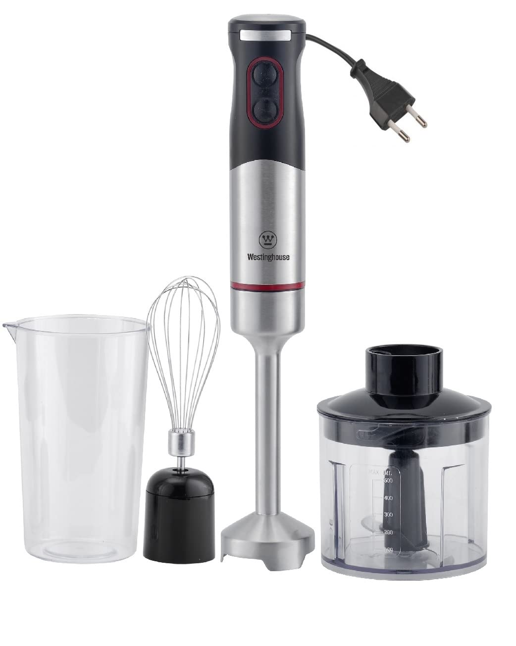 Westinghouse 220 Volt Hand Blender 1000W 3 In 1 Hand Blender Includes Blending Shaft, 500 Ml Chopper Bowl, 700 Ml Beaker And Whisk-220V 240V (Not For Use In Usa)