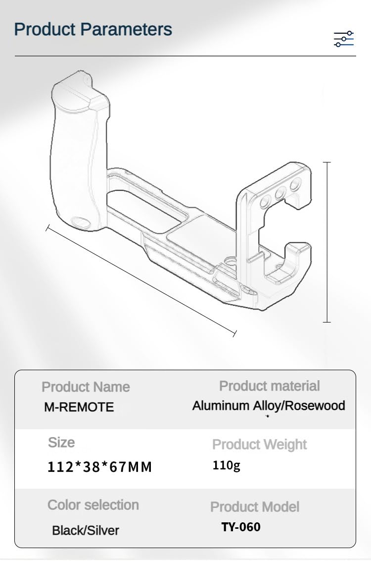 M-Remote Zv1/Zv1Ii /Zv1F Camera Vlog Rig L-Shape Wooden Grip With Cold Shoe For Sony Zv1/Zv1Ii /Zv1F Camera Vlogging Accessories For Arca (Silver)