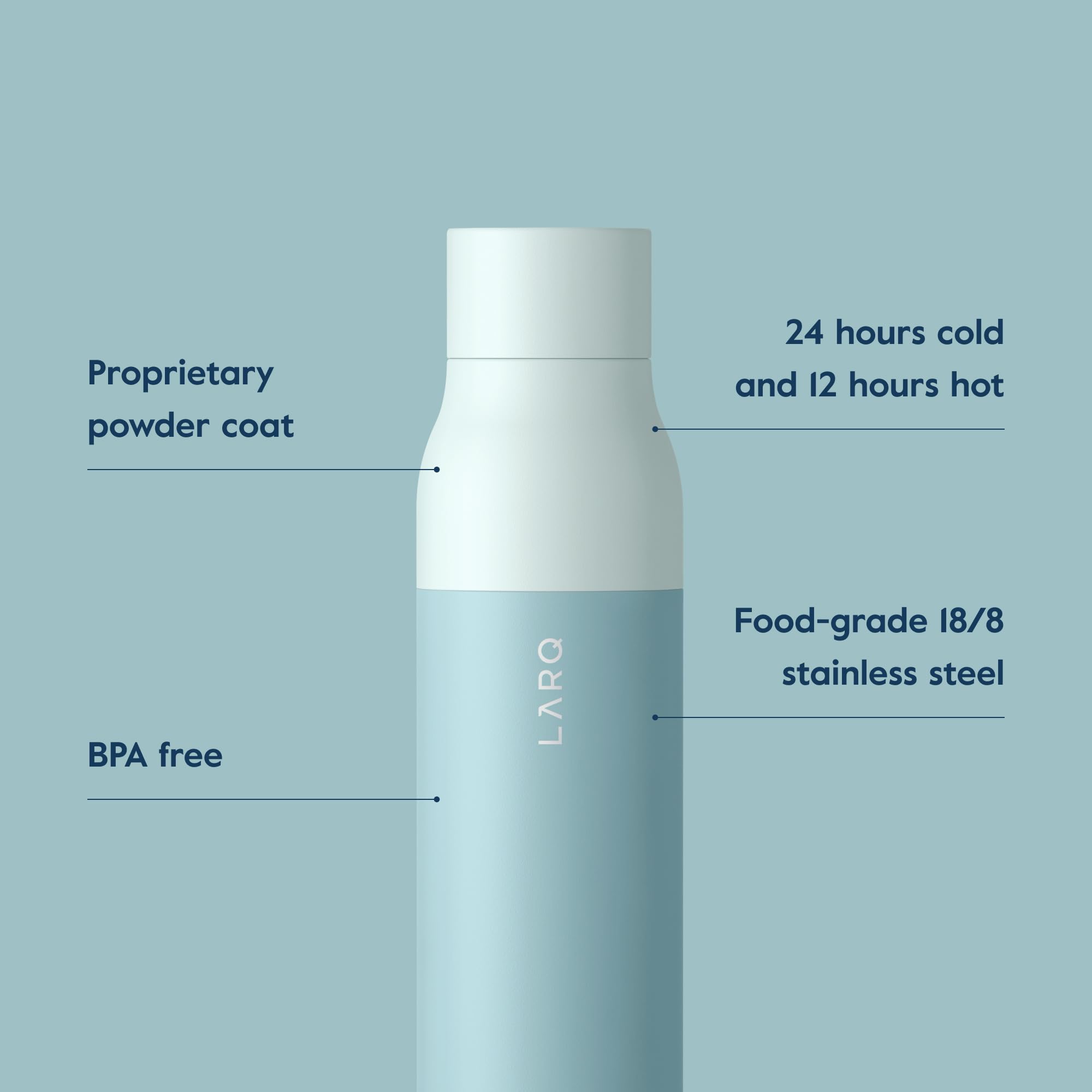 Larq Bottle Twist Top 25 Oz - Insulated Stainless Steel Water Bottle Thermos, Reusable