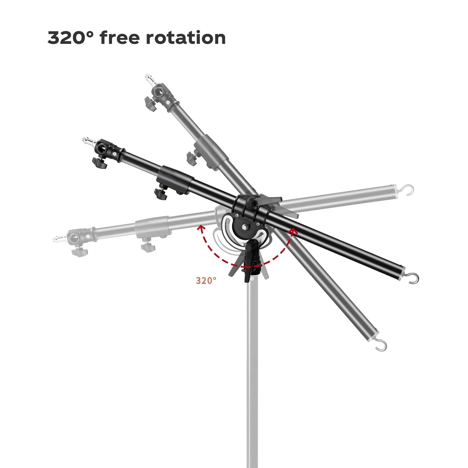 Soonpho Photography Extension Boom Arm For Light Stand/C-Stand,2.3Ft To 4.9Ft Ajustable Crossbar Holding Arm With 1/4" To 3/8" Screw