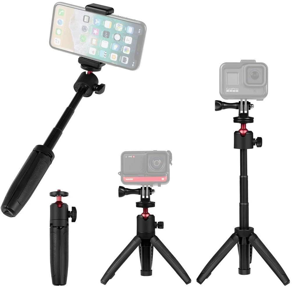 Undade Extendable Mini Selfie Stick Tripod Two In One, 1/4" Screw Universal For Sony/Nikon/Fujifilm Vlog Camera, Extendable Handheld Portable Vlogging Tripod Mount, Video Shooting Filming Table Stand