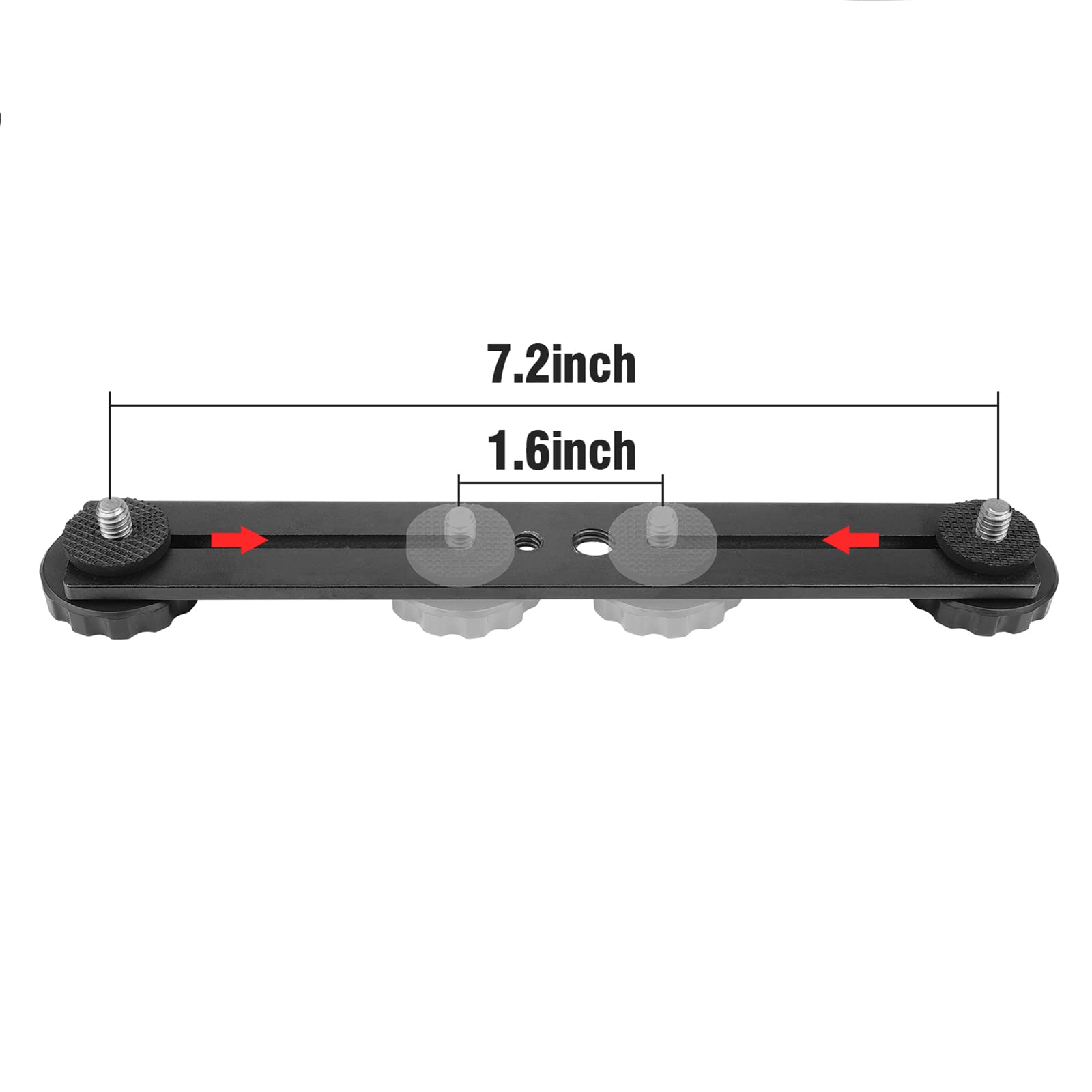Chromlives Dual Camera Mount Flash Extension Bar, 8"/20.3Cm Tripod Bracket Mount, 1/4'' Dual Hot Shoe Mount For Camera Compatible With Led Light, Dslr Camera, Tripod And More