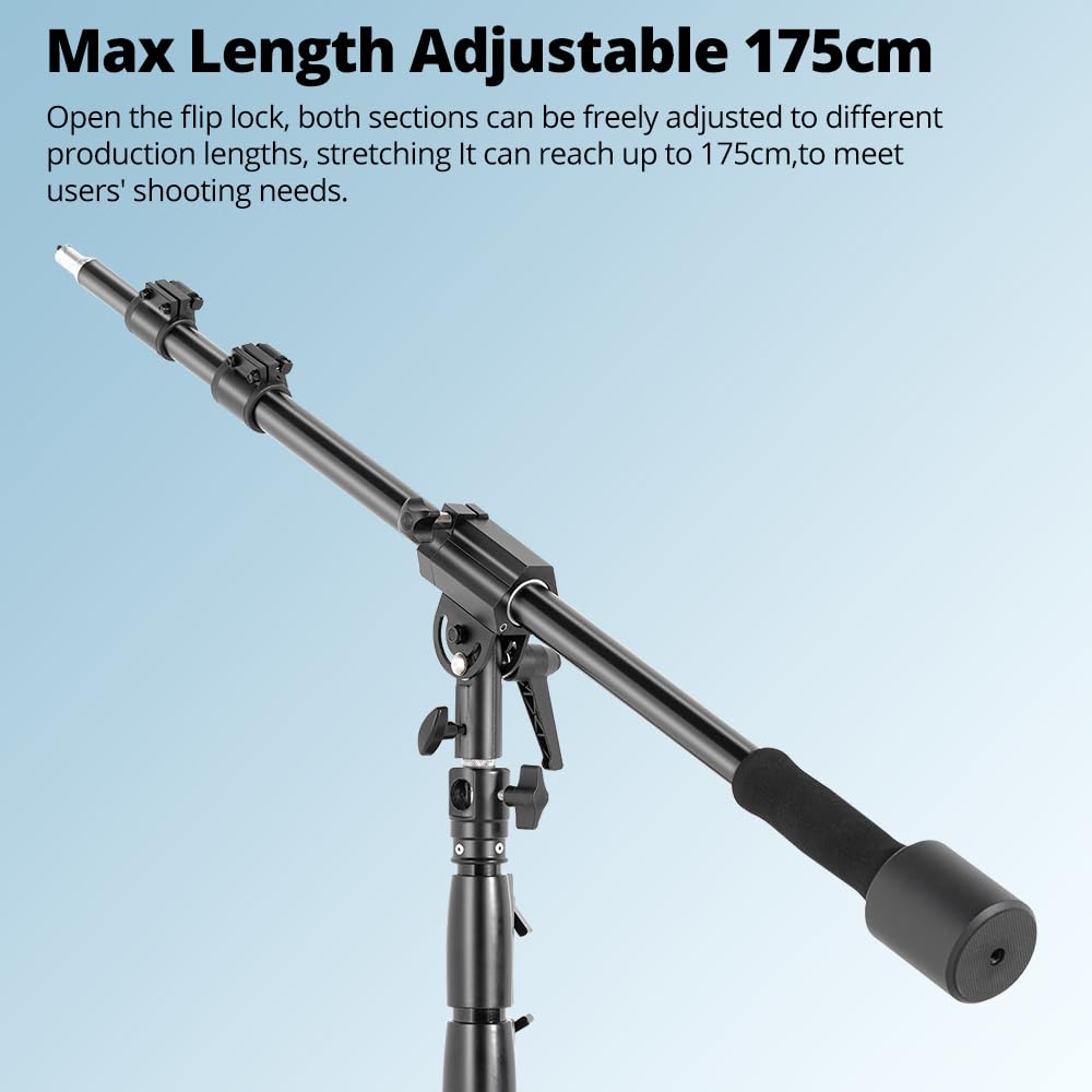 Ambitful Aluminum Boom Arm, 35''/ 89Cm - 61''/155Cm Adjustable Photography Boom Arm, 1.5Kg / 3.3Lb Counterweight, 1/4" Screw For Softbox, Studio Light, Flash, Umbrella, Max Load 5Kg / 11Lb