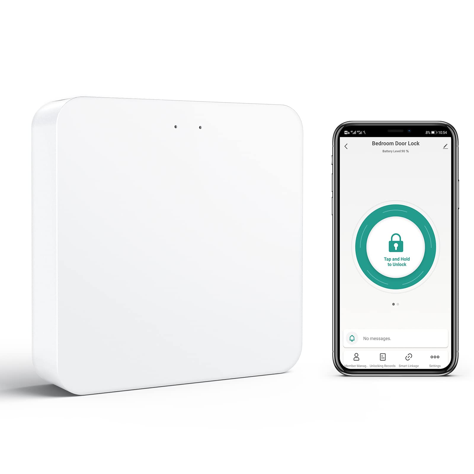 Millionhome Gateway Remotely Control Smart Fingerprint Door Lock Via Tuya App, Gateway Smart Hub Compatible With Alexa Voice Control, Electronic Lock Assemblies With Type-C Cable