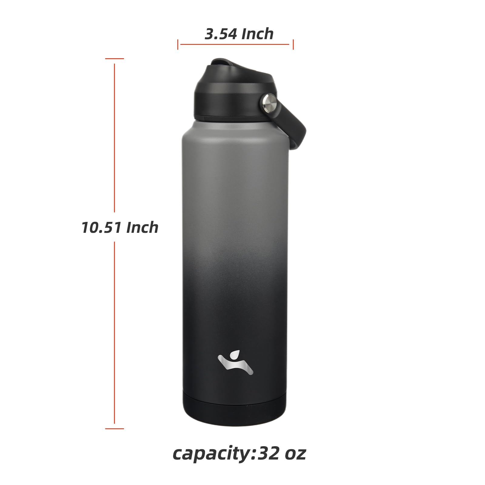 Insulated Water Bottle With Straw Lid,40 Oz Stainless Steel Vacuum Metal Bottle