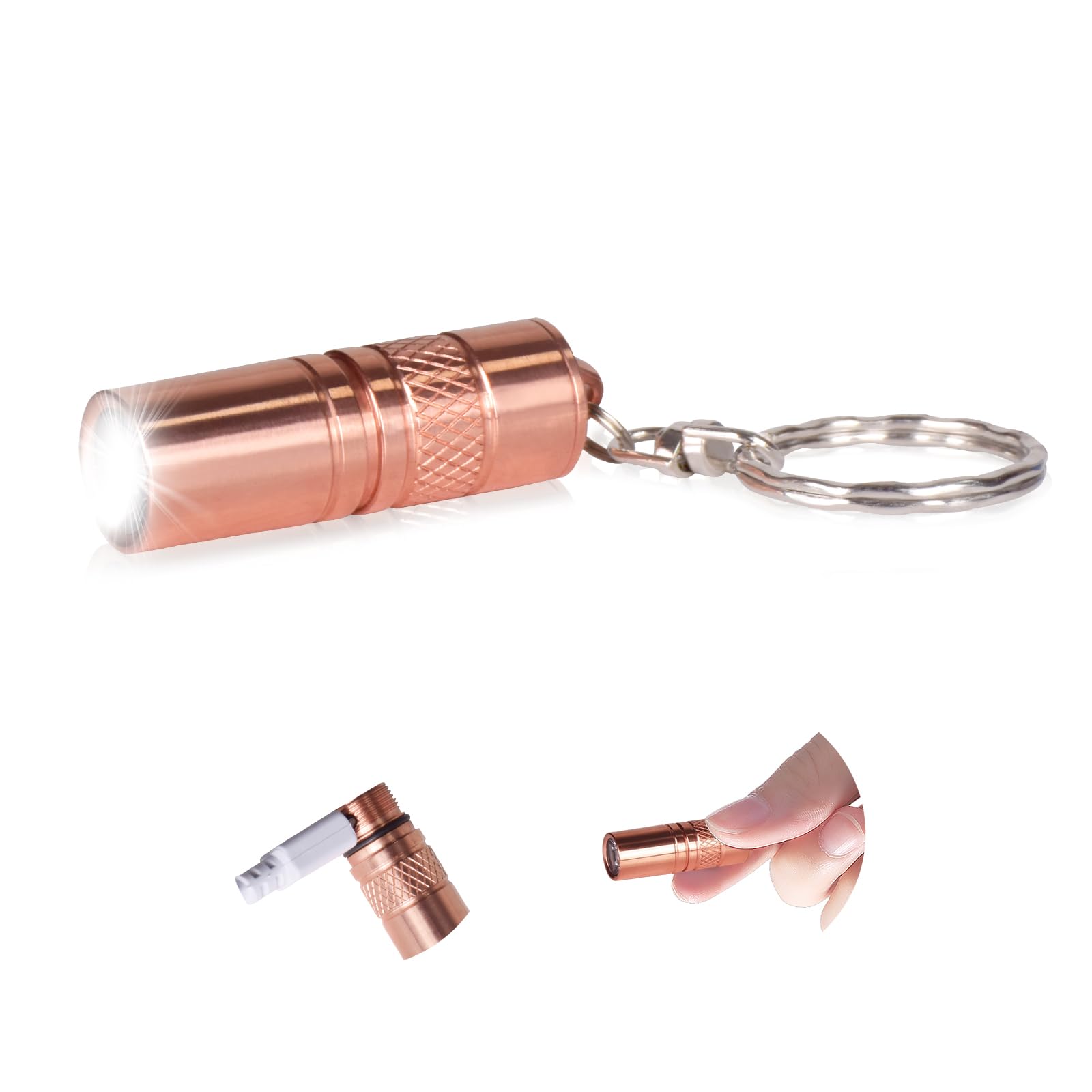 Brinyte M18 Copper Mini Keychain Flashlight Micro-Usb Rechargeable Key Chain Light 110 Lumen Tiny Pocket Flashlight Slim Mini Edc Light For Everyday Carry Camping Dog Walking Emergency
