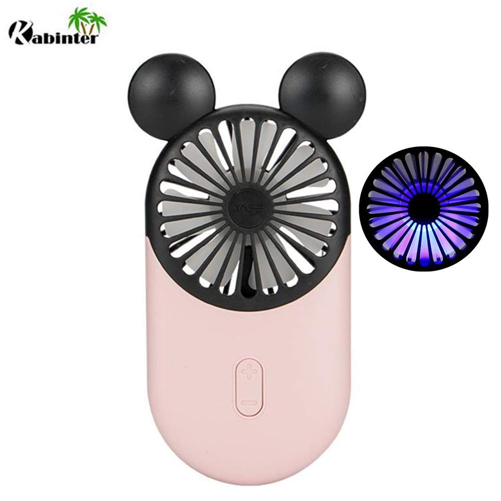 Cute Personal Mini Fan, Handheld & Portable Usb Rechargeable Beautiful Led Light, 3 Adjustable Speed