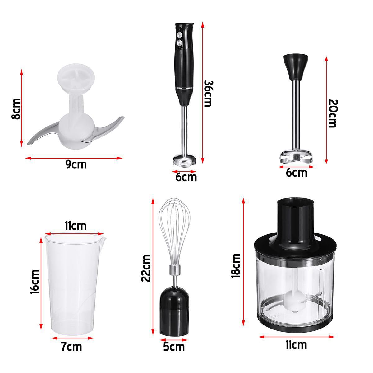 Miboce 4-In-1 Hand Blender, 500W Electric Handheld Immersion Stick Blender, Multipurpose Stick Blender, 2 Speeds, For Baby Food, Smoothies, Sauces, Soups, Cream
