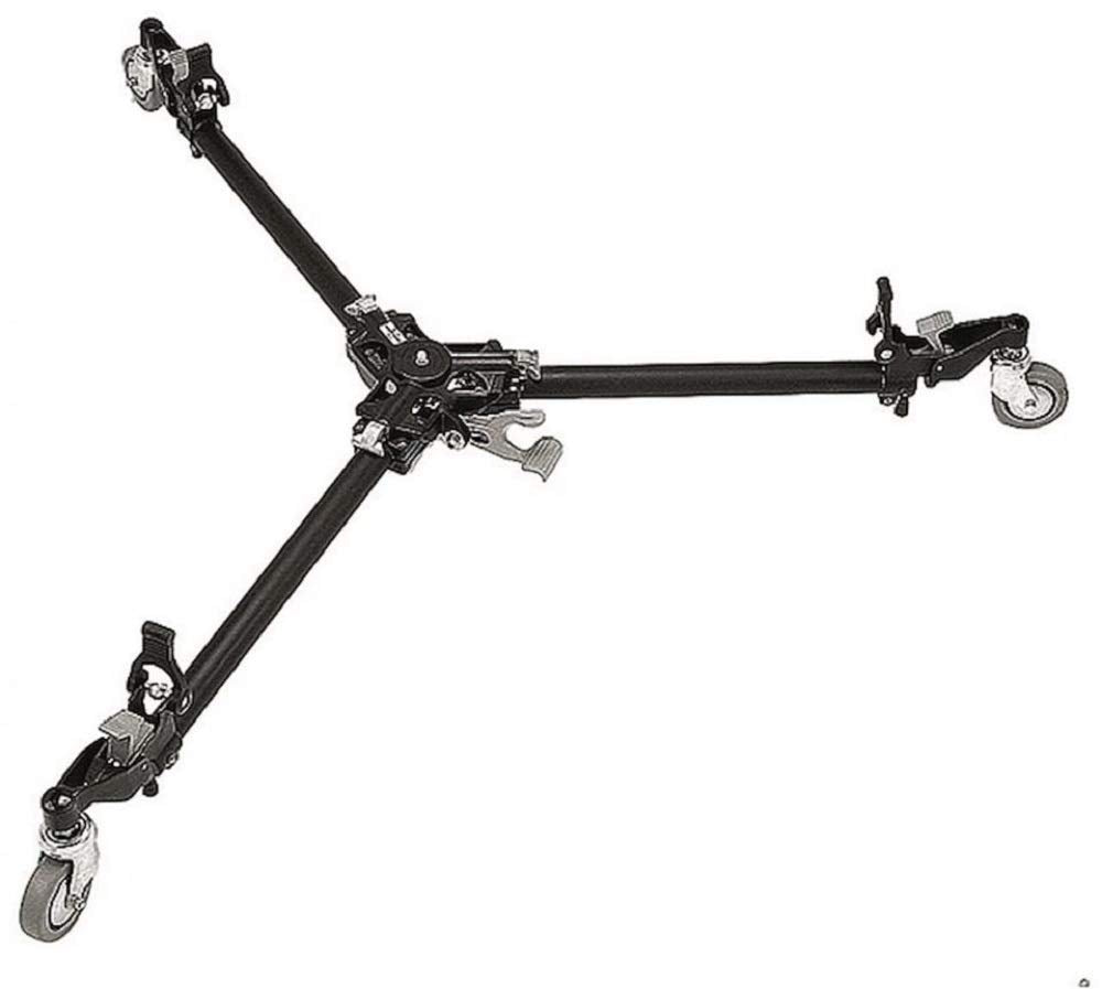 Manfrotto 181B, Folding Auto Dolly For Twin Spiked Metal Feet Tripods, Black