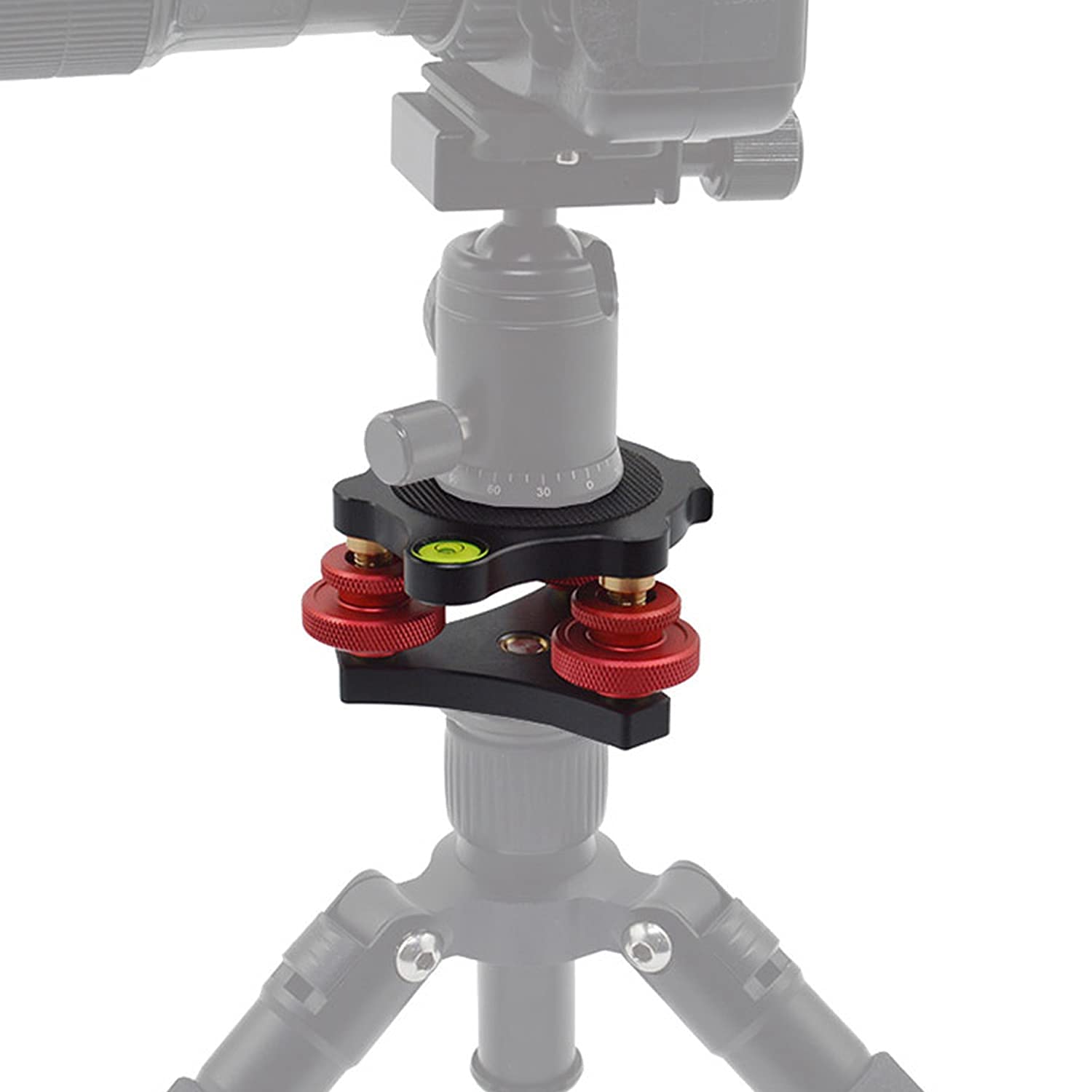 Fotoconic Photography Tripod Level Head Tri-Wheel Leveling Base With Three Bubble Levels And 3 Dials For +/-5 Degree Precision Adjustment, 3/8 Inch Screw Leveler