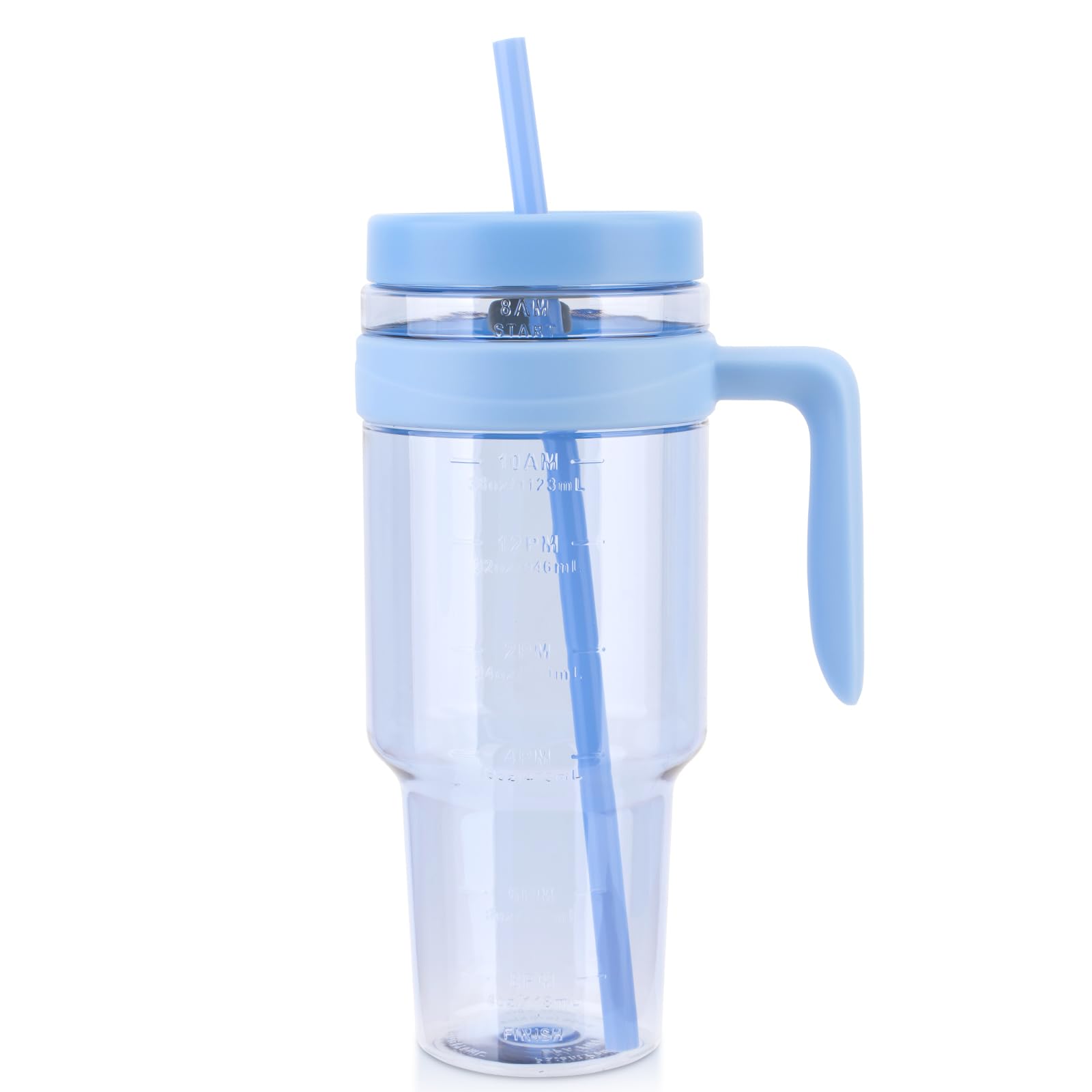 50 Oz Tritan Clear Plastic Tumbler With Handle  Reusable Leak-Proof- Water Bottle