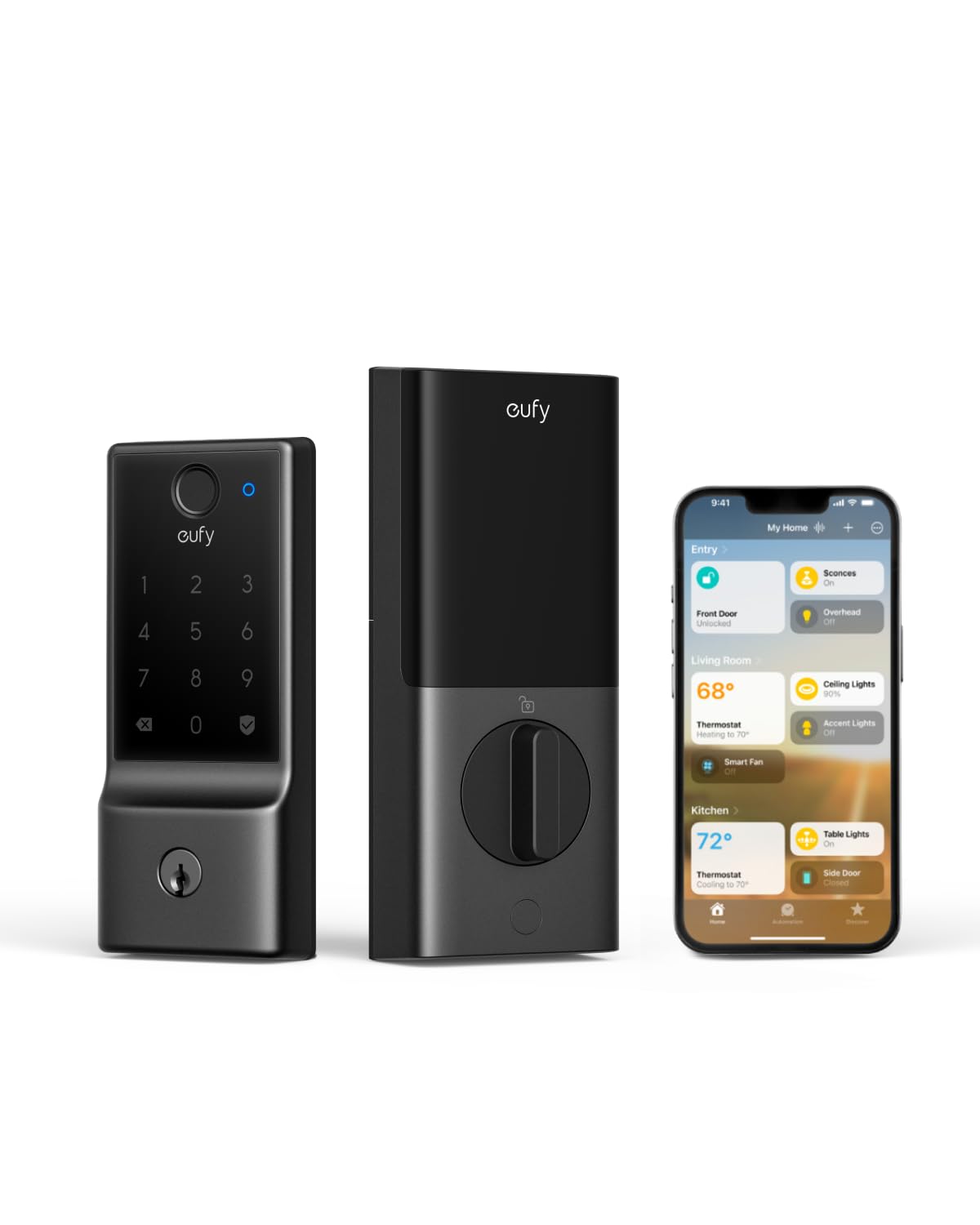 Eufy Security Eufy Smart Lock E31, Fingerprint Keyless Entry Door Lock With Apple Home Ecosystem, For Front Door Or Back, Supports Matter, Apple Home, Alexa, Google, 10000Mah Battery, Auto Lock