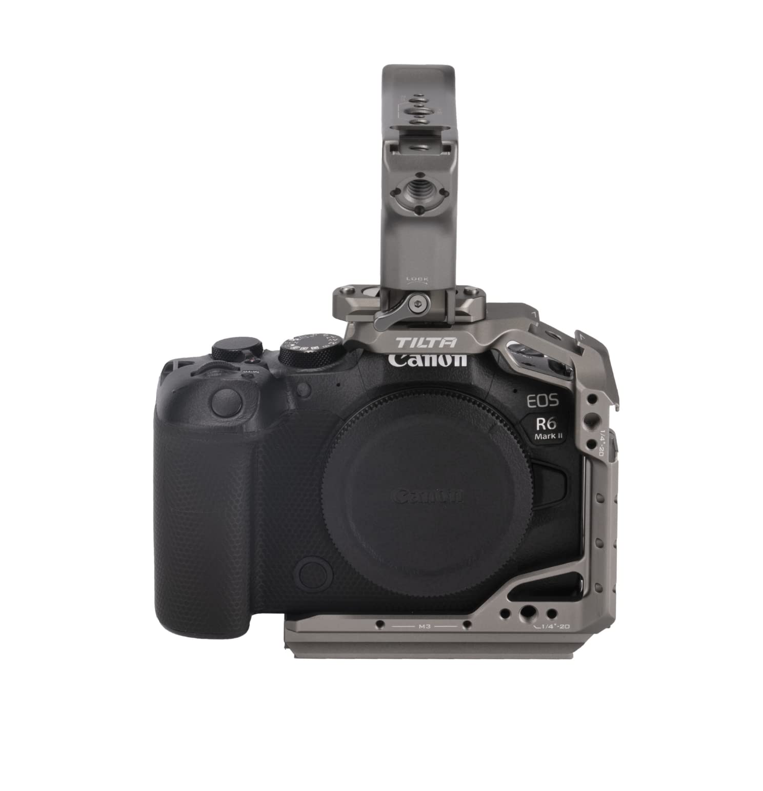 Tilta Lightweight Kit Compatible With Canon R6 Mark Ii, Half Cage With Mount Accessorioes Via Nato Rail, Cold Shoe, And 1/4"-20 Threads With Locating Pins Ta-T45-B-Tg (Titanium Gray)