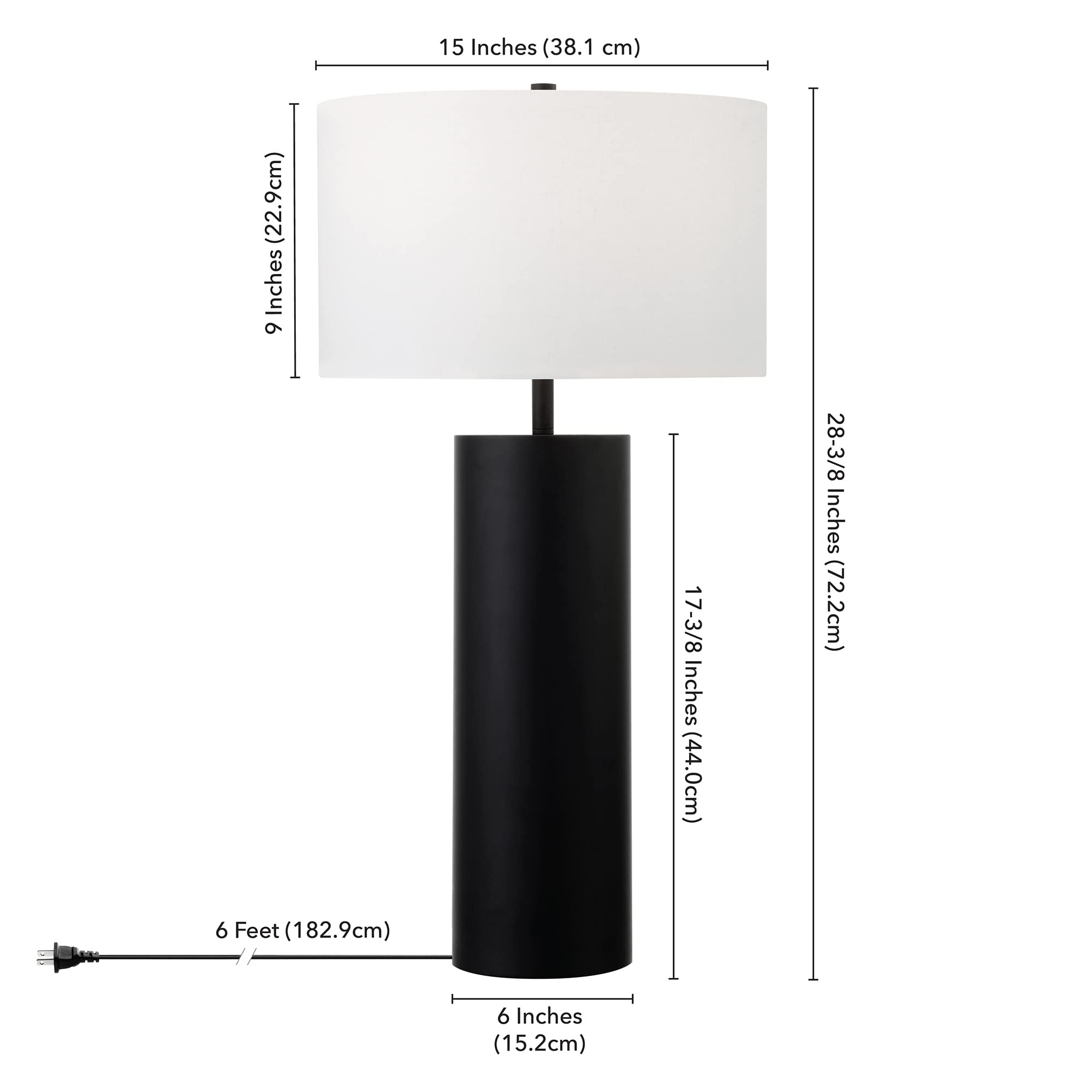 Henn&Hart 29.5" Tall Table Lamp With Fabric Shade In Blackened Bronze, For Home, Living Room, Bedroom, Entertainment Room, Office, Kitchen, Dining