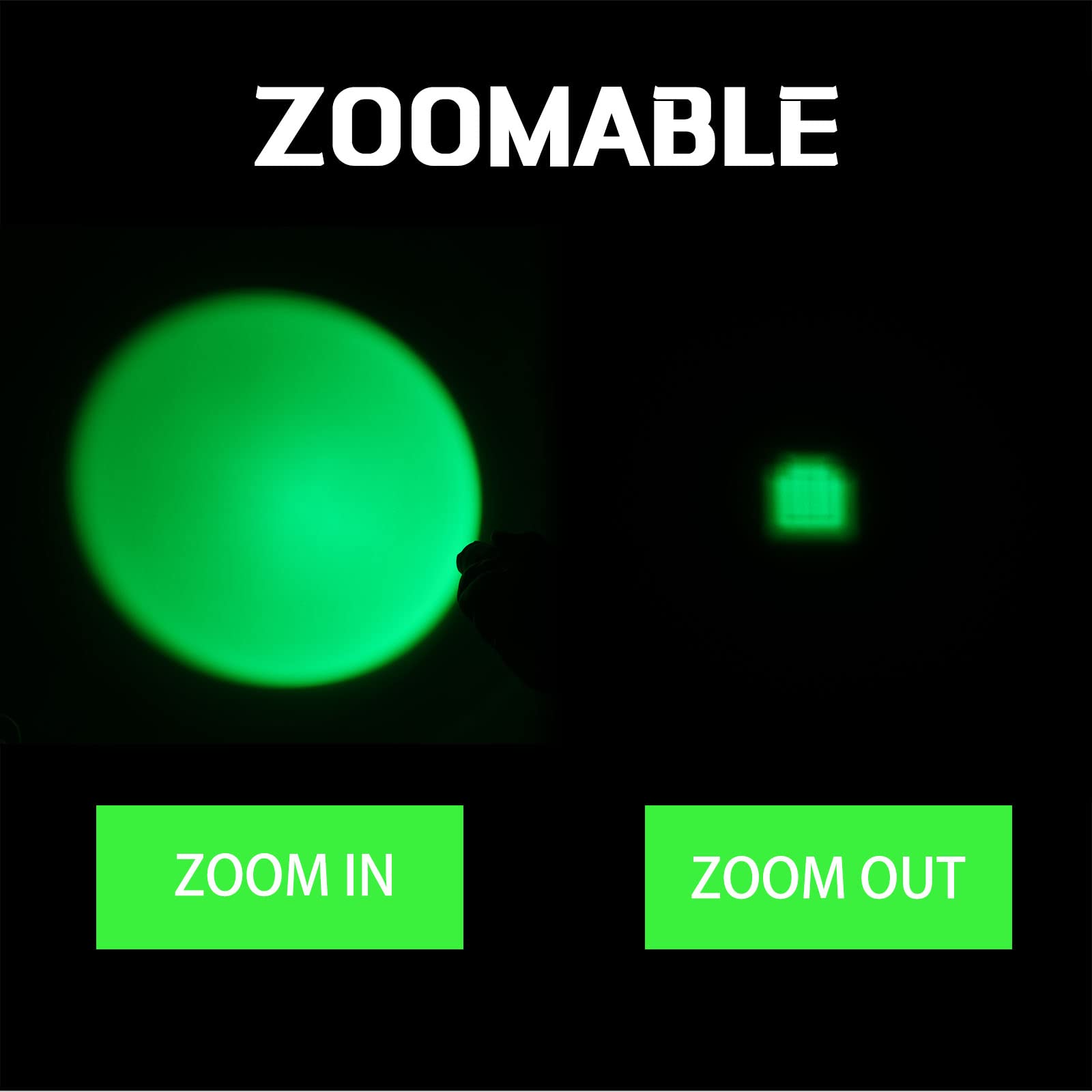 Honoson 4 Packs Hunting Light Flashlights Led Torch With 3 Modes Led Zoomable Scalable Light Flashlight Torch For Fishing Hunting Night Observation, Batteries Not Included(Green)