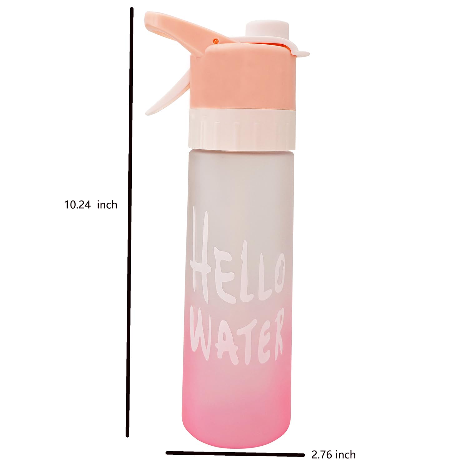 Misting Water Bottle, 2 In 1 22 Oz Large Capacity,Wide Mouth Leak Proof,Workout Water Bottle