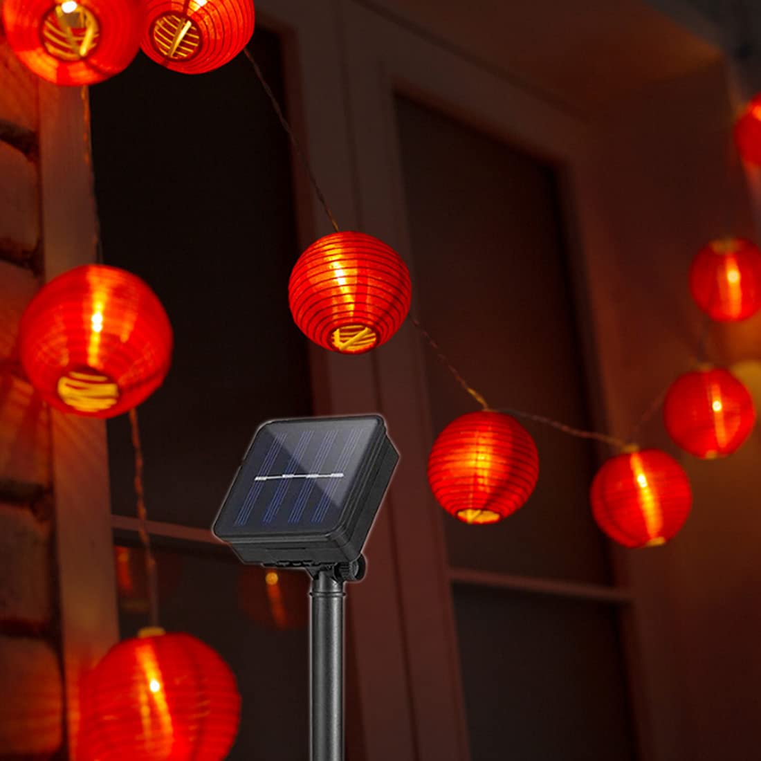 Amants01 Solar Red Lantern String Lights Solar Powered Hanging Lanterns String Lights 16.4 Ft 20 Leds For Chinese Year,Spring Festival,Wedding,Party Decoration,Christmas.