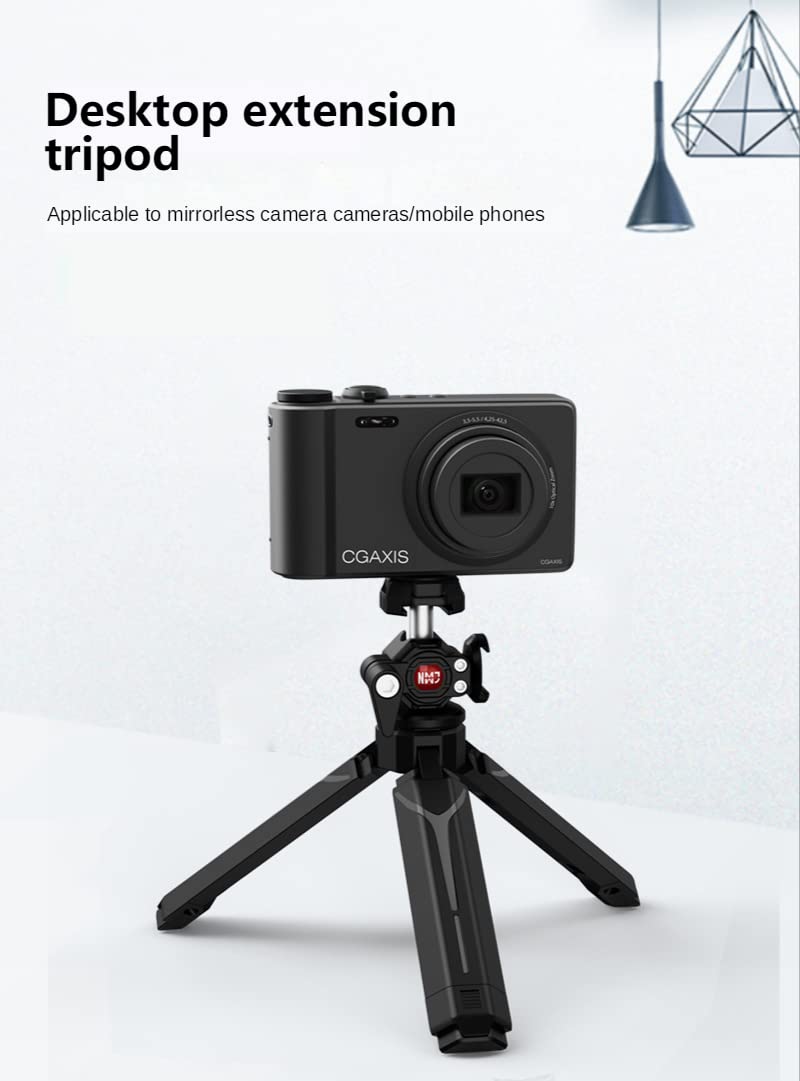 M-Remote Extendable Mini Camera Tripod, 360° Ball Head Cold Shoe Lightweight Portable Vlog Travel Selfie Stick Handle Grip Desktop Webcam Magnetic Tripod