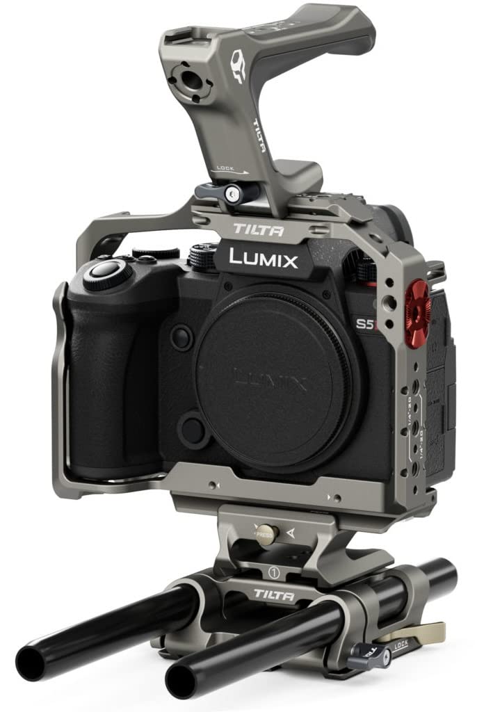 Tilta Camera Cage Compatible With Panasonic S5 Ii/Iix/G8 Ii Basic Kit - Titanium Gray, Cold Shoe And 1/4"-20 Threads With Locating Pins Ta-T50-A-Tg
