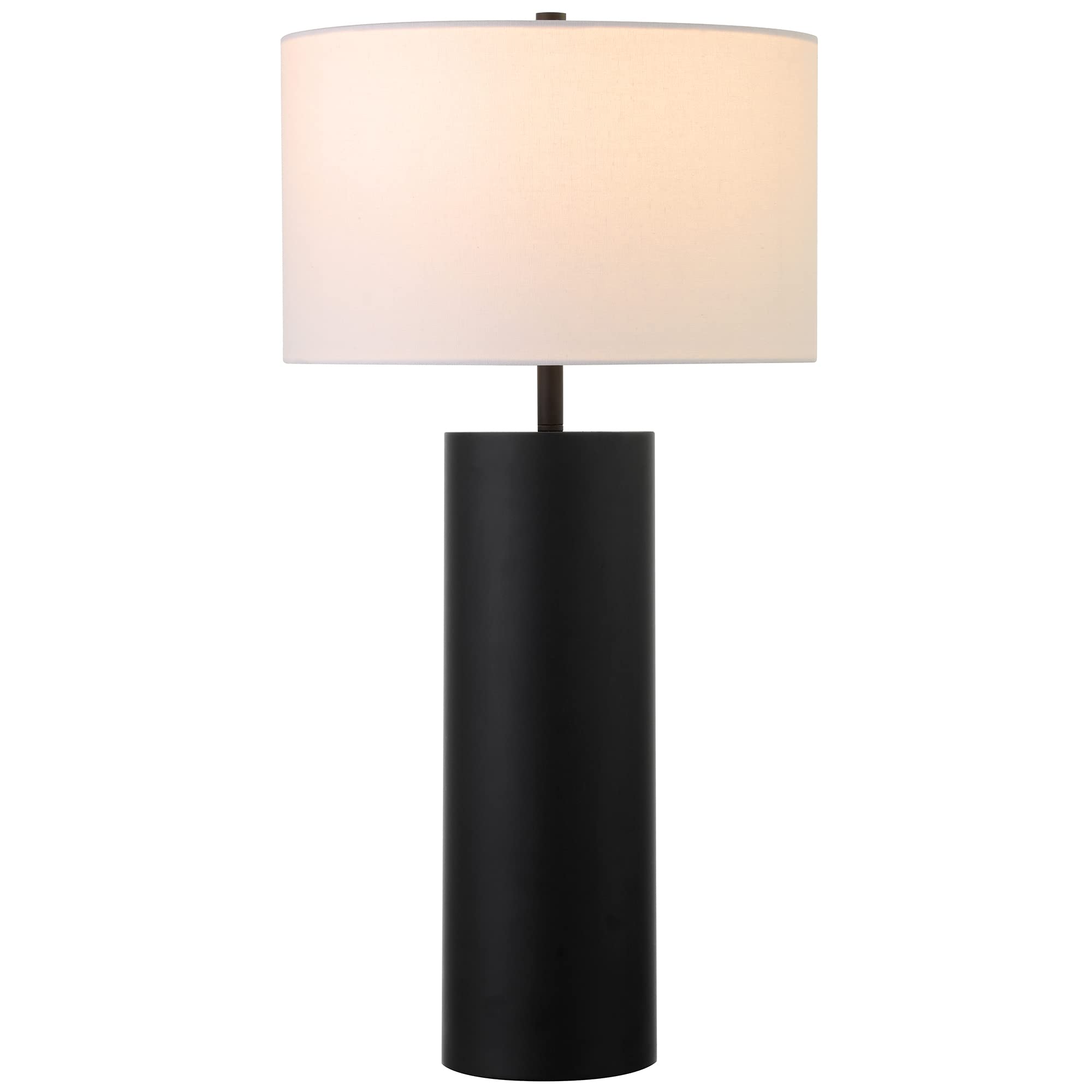 Henn&Hart 29.5" Tall Table Lamp With Fabric Shade In Blackened Bronze, For Home, Living Room, Bedroom, Entertainment Room, Office, Kitchen, Dining
