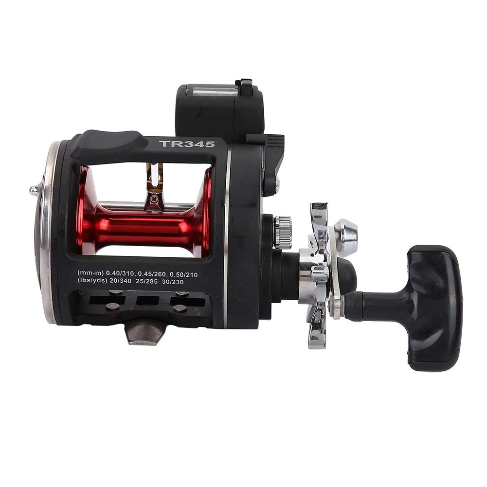 Vbestlife Fishing Reel,Trolling Reels Equipped With Line Counter Black Trolling Saltwater Offshore Reel Wheel