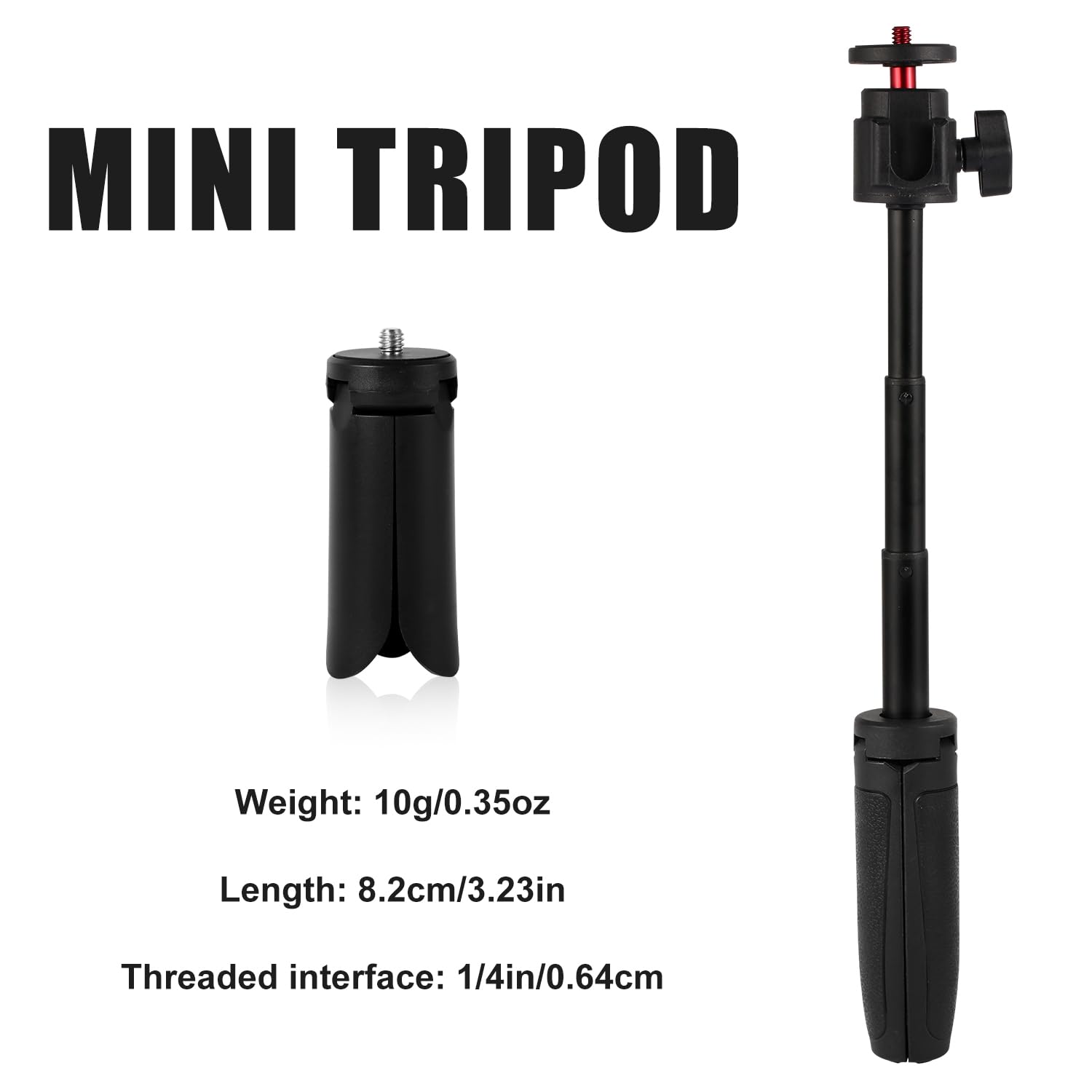 Peutier Dji Osmo Pocket 3 & 2 Selfie Stick Tripod Kit - Black, Portable, Retractable, Tabletop Mount