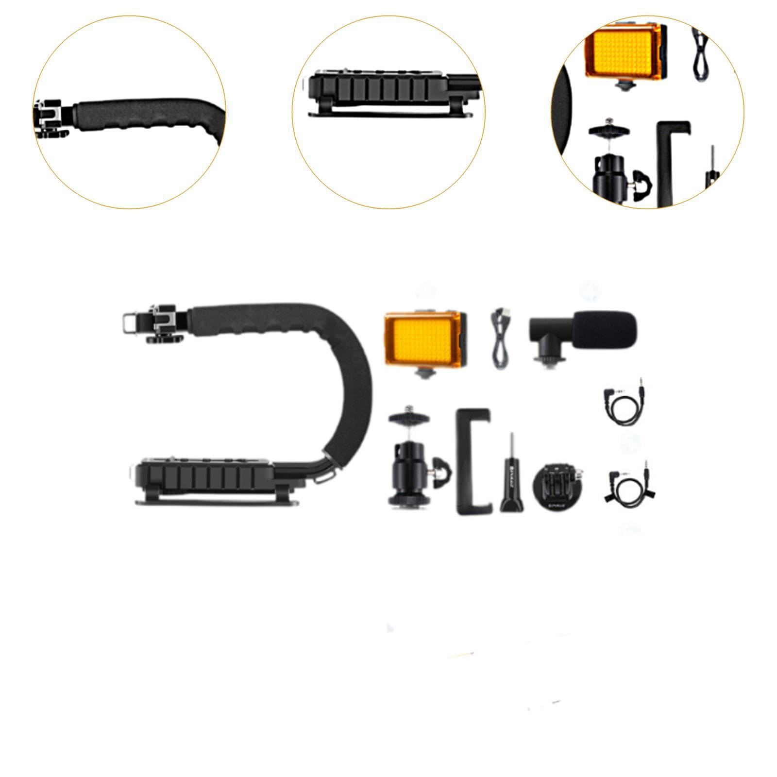 Baotyjie Camera Video Stabilizer,C Shaped Dv Bracket Stabilizer Black,Compatible U/C Shape Portable,Handheld Dv Bracket Stabilizer