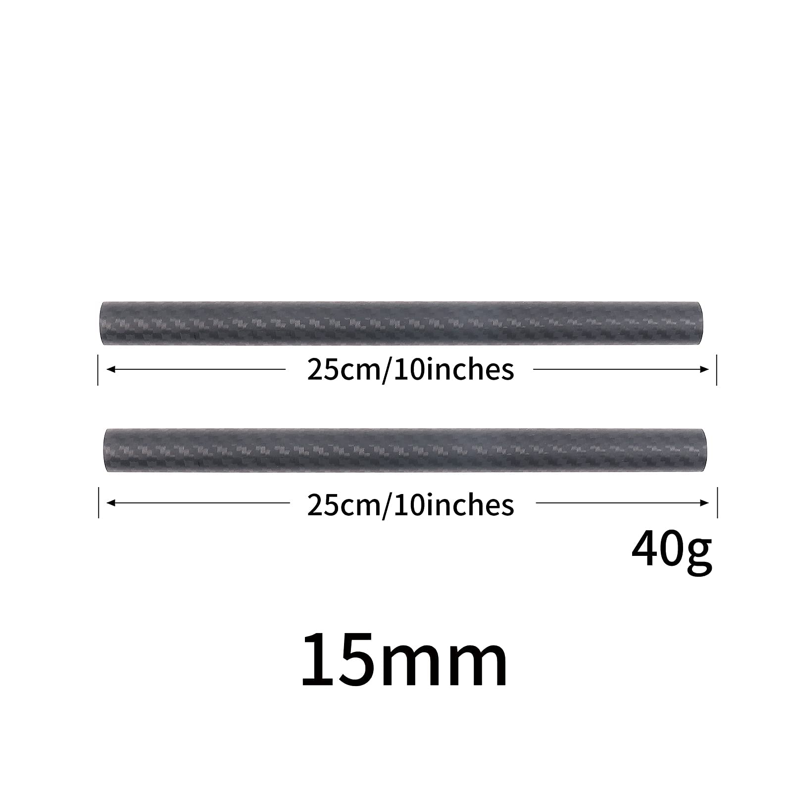 Focusfoto 15Mm Carbon Fiber Rods 25Cm/10Inch Length For 15Mm Rod Rail Support System Dslr Camera Rig (Pack Of 2)
