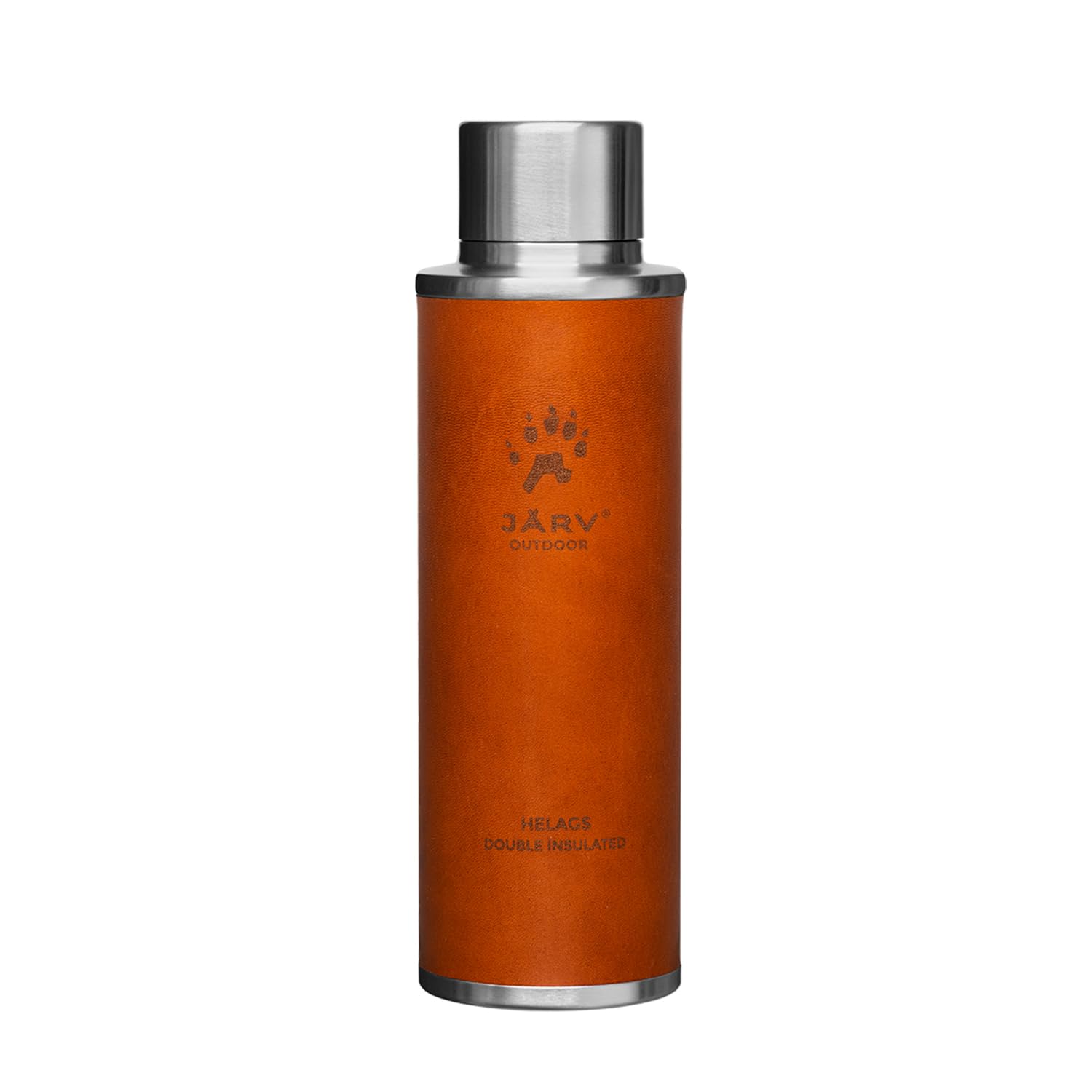 JArv Helags Vacuum Insulated Stainless Steel Bottle (20 Oz) With Removable Leather Grip