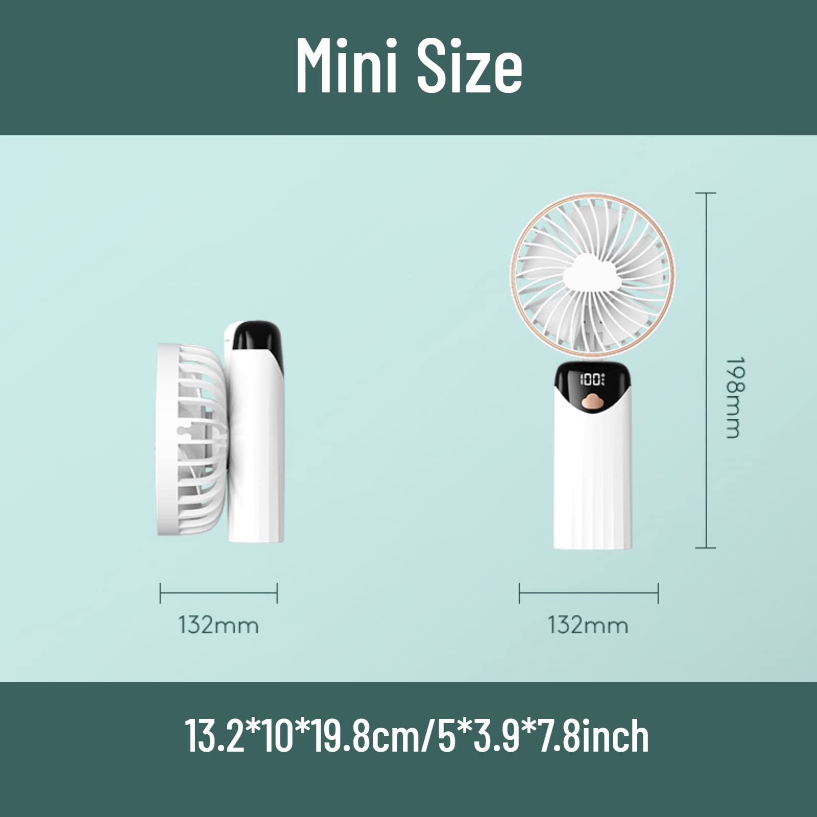 Handheld Fan Portable Multifunction Personal Fan Digital Display 5 Speed Foldable Desk Fan With Base