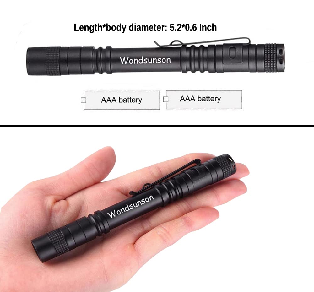 Wondsunson 2 X Blue Light Penlight Pen Type Flashlight One Mode Blue Light Led Torch For Camping Hiking Fishing Hunting Animal Protecting Night Vision