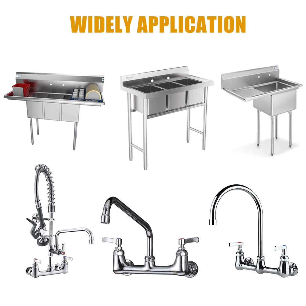 Joywayus Wall Mount Commercial Faucet Installation Kit, Brass 1/2" G Male Elbow Backsplash Mount Connector For Stainless Steel Commercial Kitchen Prep & Utility Sink (2 Pcs)