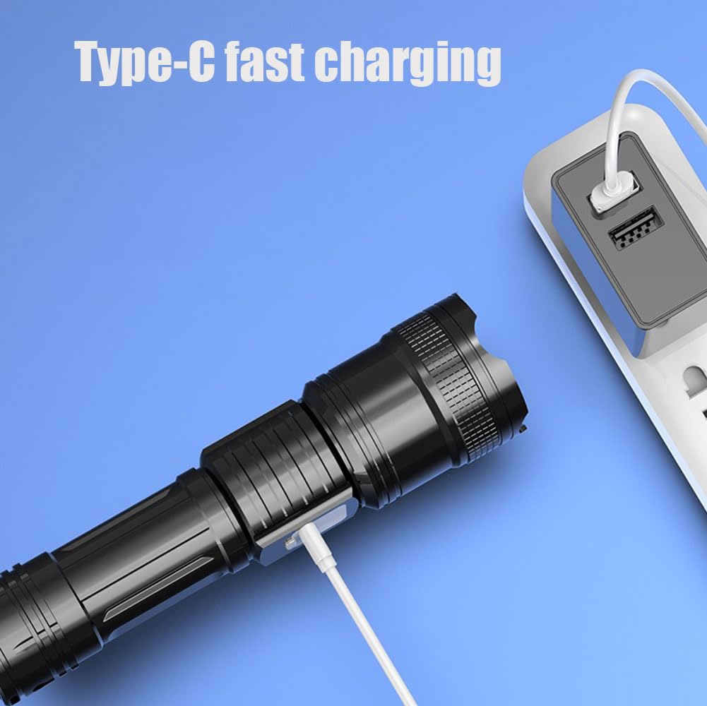 Geistle The Ultimate Survival Flashlight,Led Rechargeable Flashlights High Lumens,Powerful Super Bright Flash Light With Zoom For Camping,Fishing (A)