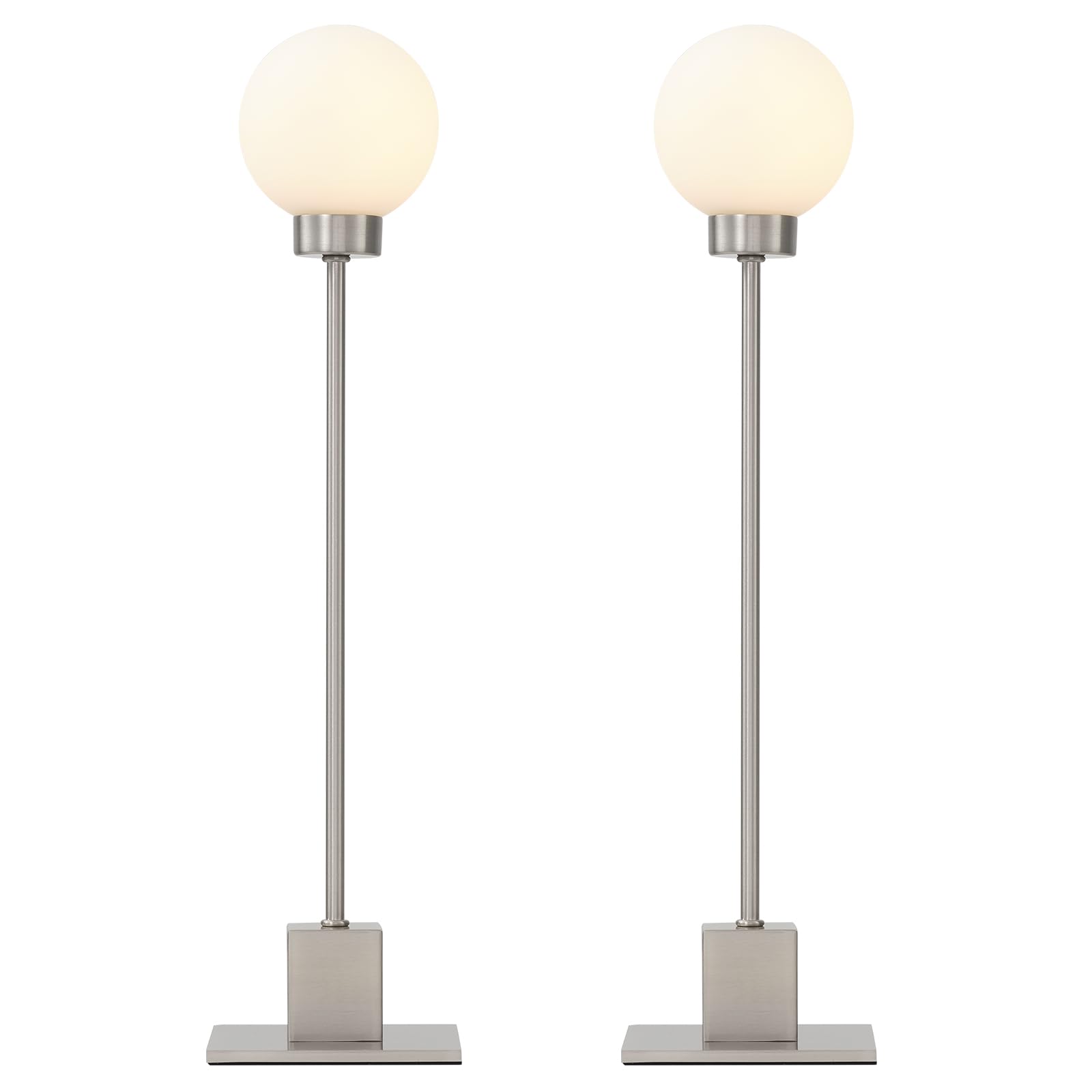 Doraloko Touch Lamps For Nightstand, Small Silver Dimmable Table Lights, 3-Way Control Bedside Desk Lighting, Satin Nickel Modern Accent Home Decor, Plug In And Play, G9 Bulb Installed(Brushed Steel, Pack 2)