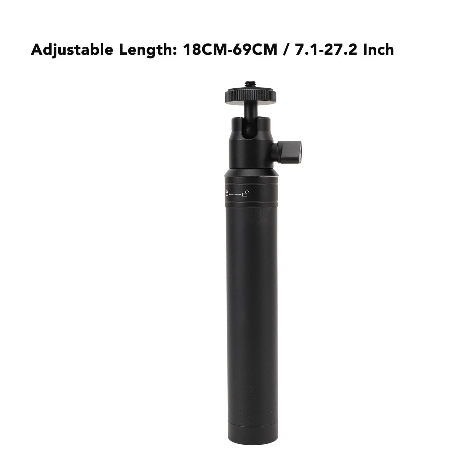 Acouto Lightweight Aluminum Stabilizer Extension Pole With Comfortable Grip 18Cm-69Cm Adjustable Length Compatible With 1/4In Thread Ball Head For Ronin Stabilizers