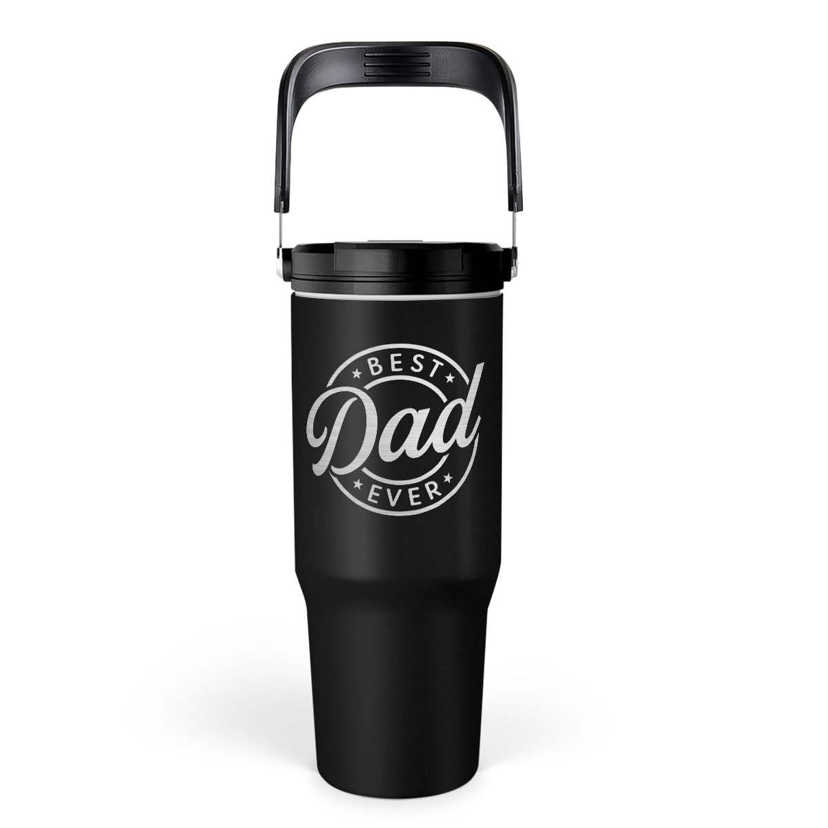 Best Dad Ever Tumbler 30Oz, Stainless Steel Insulated Tumblers Travel Cup With Carry Handle & Flip