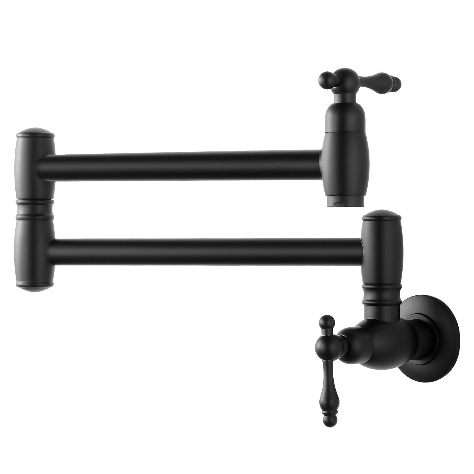 Mutvka Pot Filler Kitchen Faucet, 360° Swivel Spout, Commercial Wall Mount Stove Foldable Faucet, Durable Construction, Modern Design For Easy Installation Matte Black